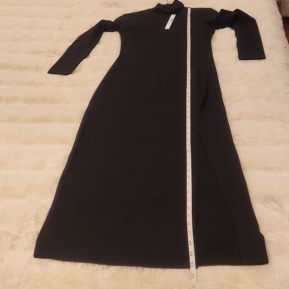 Susana Monaco Long Sleeve Turtleneck Slit Midi Dress black size S - Picture 13 of 16